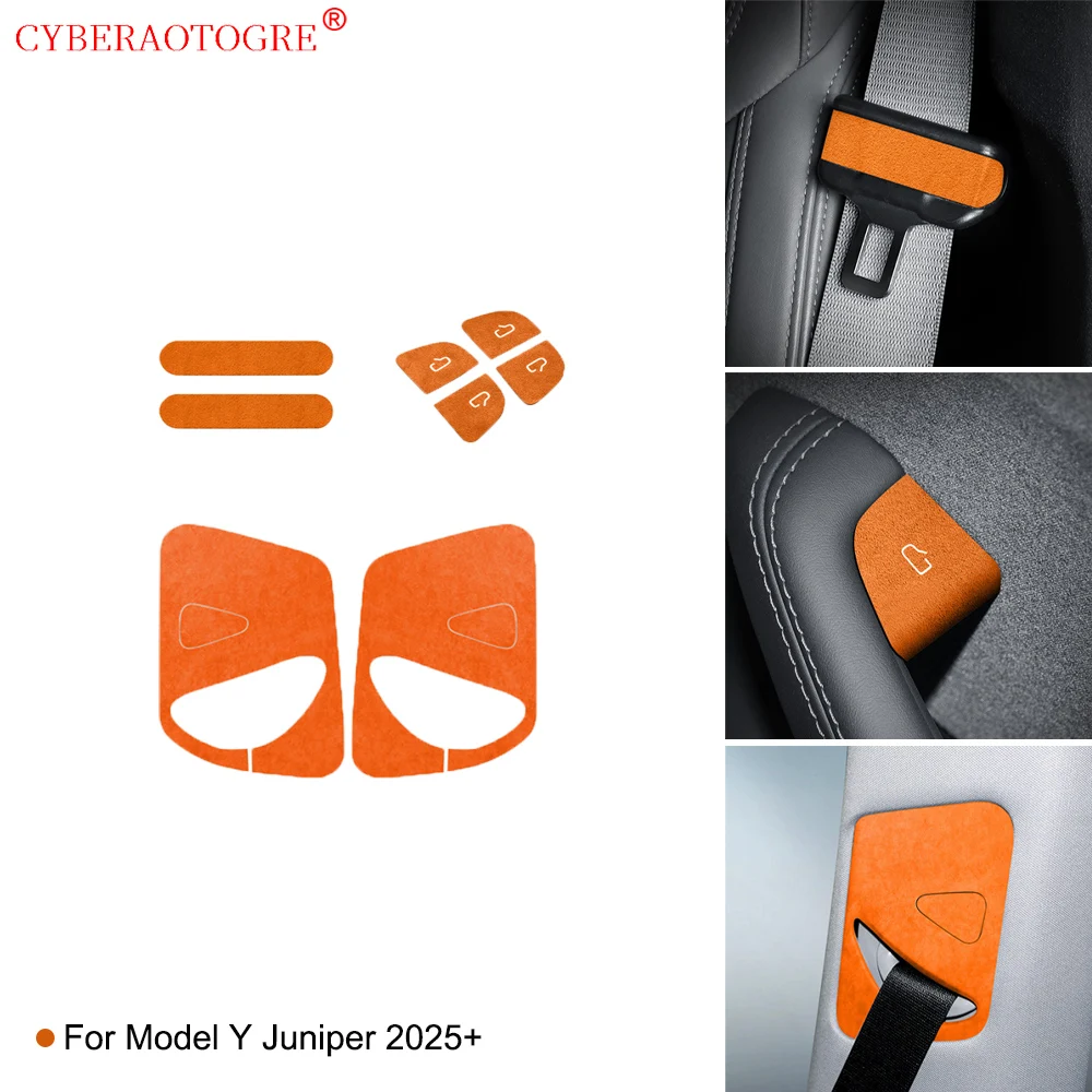 For Tesla Model Y Juniper 2025 Safety Belt Shrink Panel Trim Stickers Seat Safety Belt Buckle Sticker Seat Belt Protection Cover