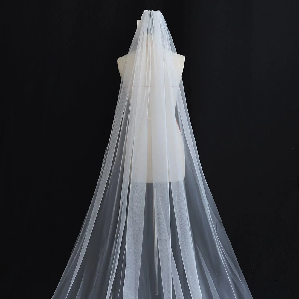 Elegant Cut Edge One-layer Bridal Veil with Comb for Bride Wedding Headpiece customized