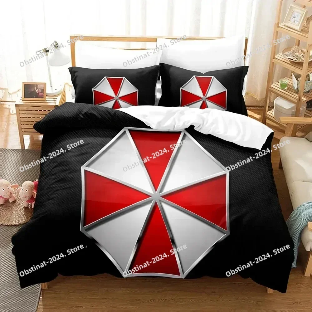Game R-RESIDENT Corporation Red Umbrella EVIL 3D Printing Comforter Bedding Set,Duvet Cover Bed Set Quilt Cover Pillowcase