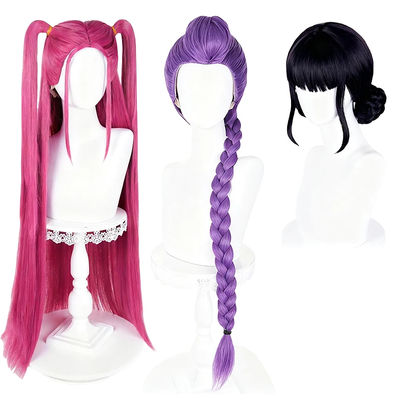 KPop Demon Hunters Cosplay Wig Anime Mira Rumi Zoey Demon Hunters Purple Black Red Long Hair Wigs Halloween Cosplay Costume Prop