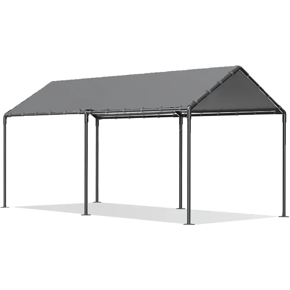 Carport Canopy 10x20 Heavy Duty, Metal Carport Waterproof Carport Garage Tent Outdoor for Car Tuck Boat SUV Party (Grey)