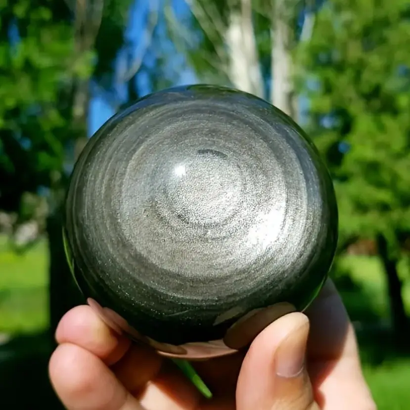 حجر السج الطبيعي المجال كريستال الكرة الفضة سبج الكرة العلاج العرافة مذبح السحر الطاقة ديكور المنزل مع قاعدة #3