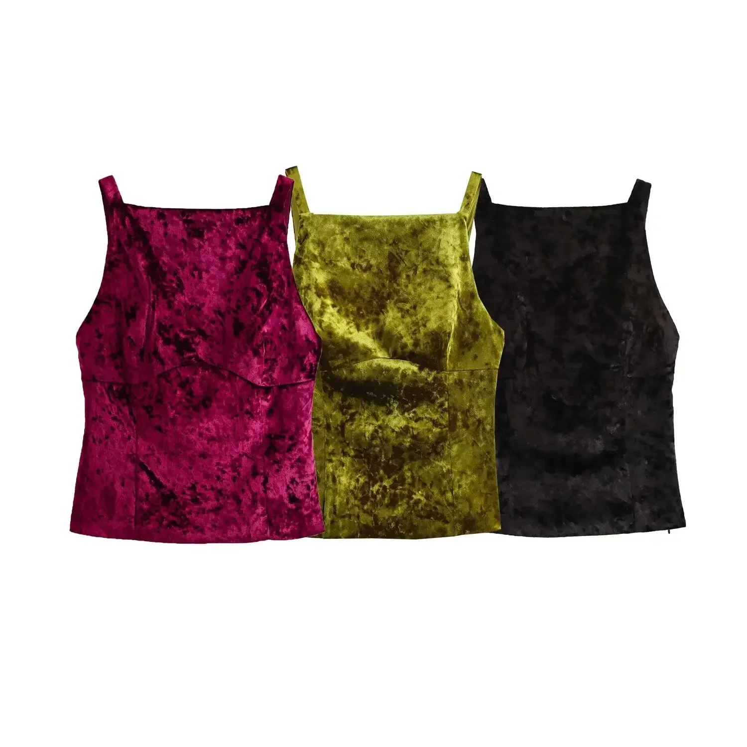 

2025 Women Backless Bow Velvet Tank Female Camis 6x0552