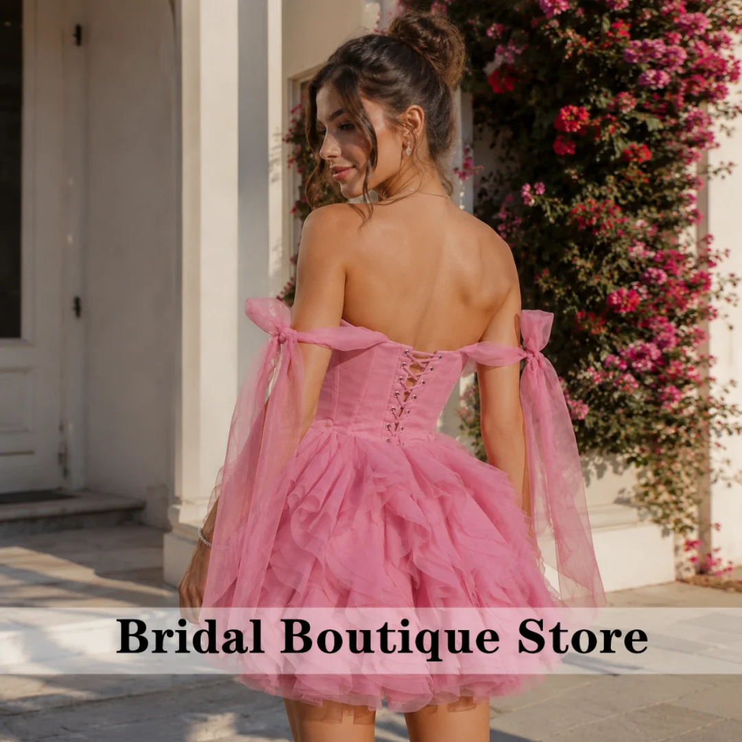Sweetheart Pink Homecoming Dress 2026 Multi-layer Prom Dresses Princess Mini Cocktail Party Gown Vestidos Customized