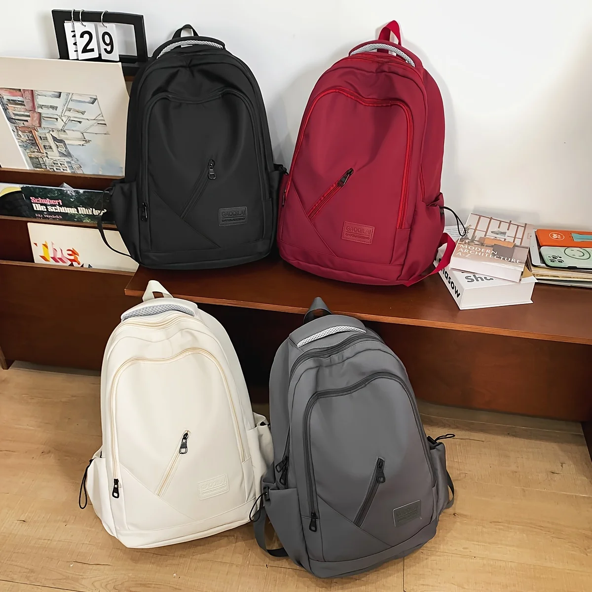 Solid Color retro Backpack Women\'s New fashion Casual School Bag Male College Student High School Backpack