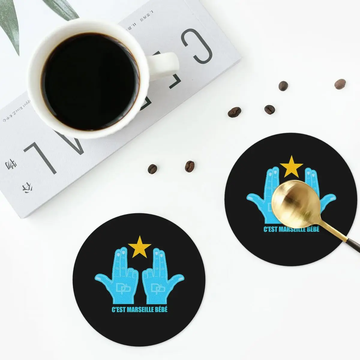 

C'est Marseille Bebe JUL Coasters Kitchen Placemats Non-slip Insulation Cup Coffee Mats For Decor Home Tableware Pads Set of 4