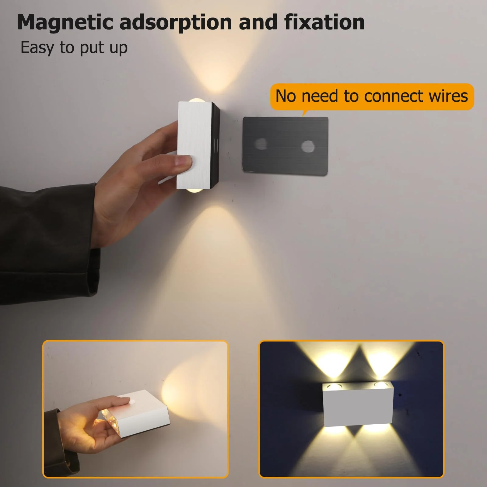 LED Wall Sconce Indoor with Motion Sensor, USB Rechargeable Wall Light Battery Operated Wireless Wall Lamps 4000 mAh for Stair