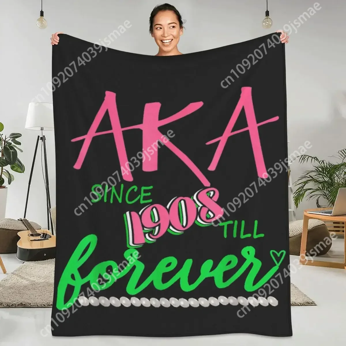 AKA Sorority Kappa Soft Warm Blankets Pink And Green Travel Office Throw Blanket Winter Flannel Bedspread Sofa Bed Cover Custom