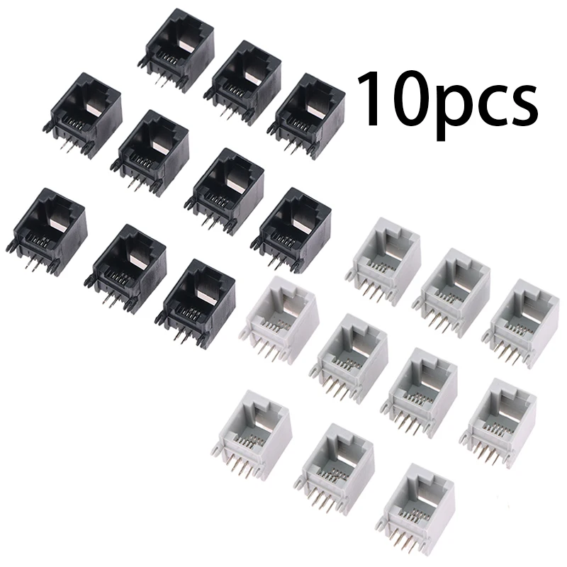 10PCS RJ11 Telephone Socket Curved Pin 95001 4P4C 6P6C 6P4C Female Jack Pcb Connector Telephone Socket