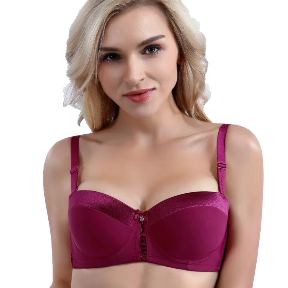 BINNYS Woman Bra C Cup Strapless Bra Sexy Gathered Ladies Bra Kit Soutien Gorge Half Cup Push Up