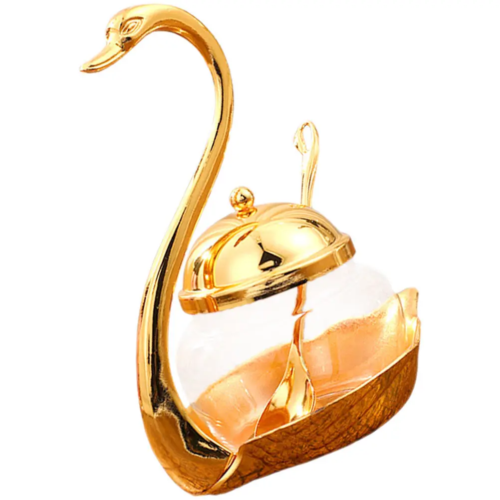 1Set Swan Shaped Seasoning Jar Creative Sugar Salt Spice Container for Kitchen Home Restaurant Storage Canister Gift