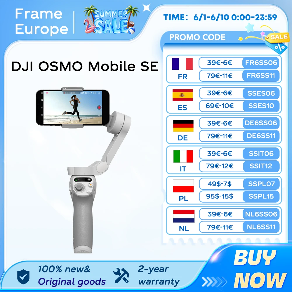 DJI OSMO Mobile SE Gimbal de Mano con ActiveTrack 5.0, Diseño Magnético, Quick Roll, Marca DJI, Nuevo, Original, Stock de la UE