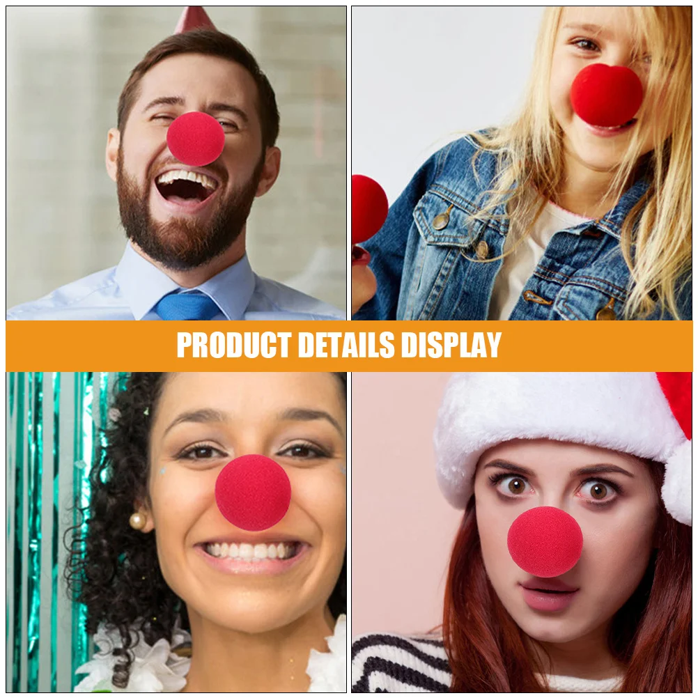 12Pcs Red Sponge Clown Nose Soft Comfortable for Kids Adults Halloween Cosplay Circus Carnival Party Accessories