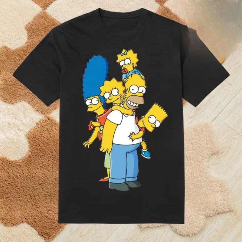 Clothing - Christmas - Simpson - Festival Print Shirts - Unisex T-shirts Round Neck Cotton Men Women Present Tops Brand