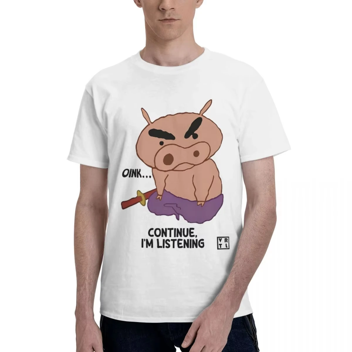 

Хлопковая футболка Brave Pig Crayon Shin-chan Buri Zaemon, мужская летняя одежда с короткими рукавами, летняя горячая распродажа