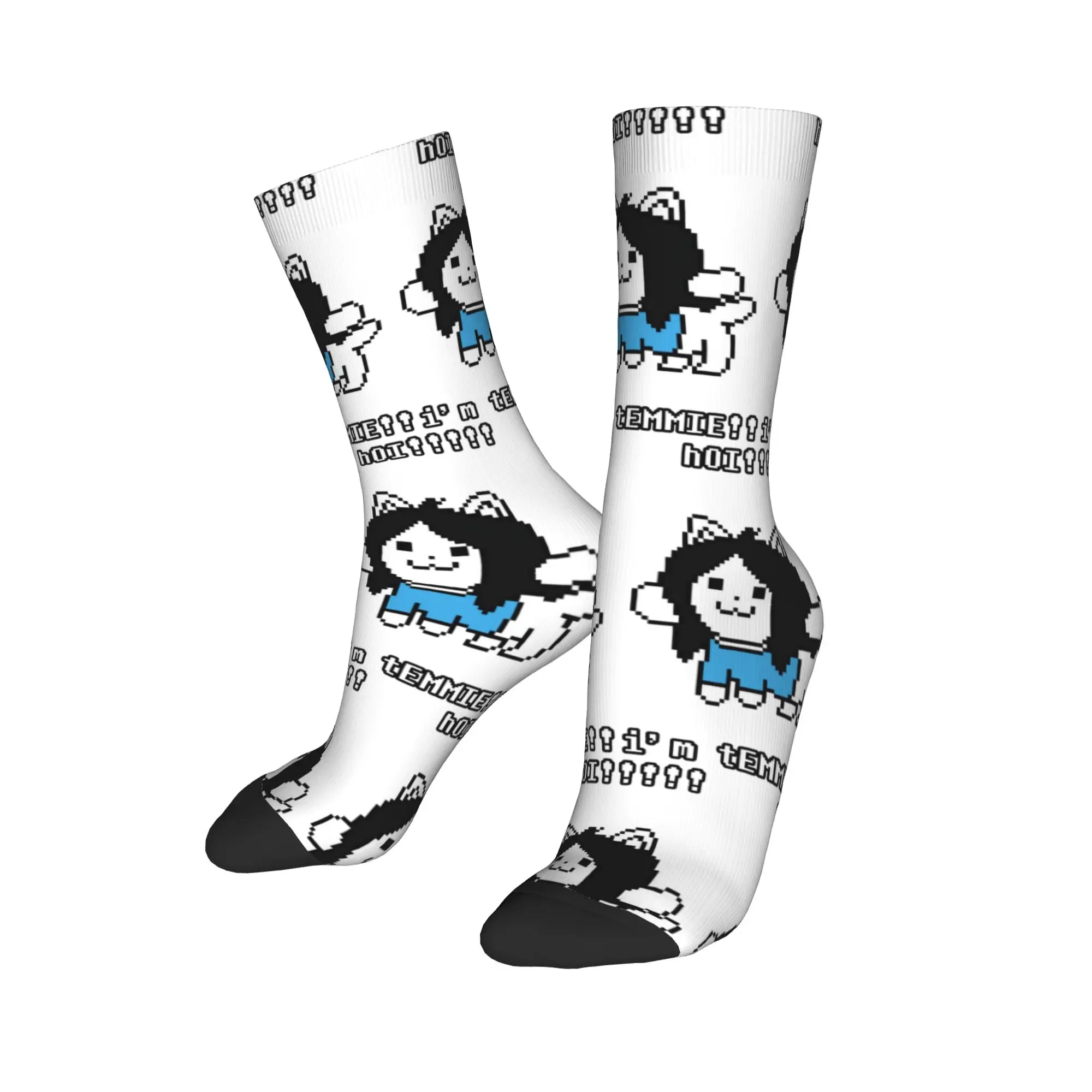 hOI i‘m tEMMIE UNDERTALE Socks Men Women Funny Socks High Quality Spring Summer Autumn Winter Middle Tube Stockings Gifts