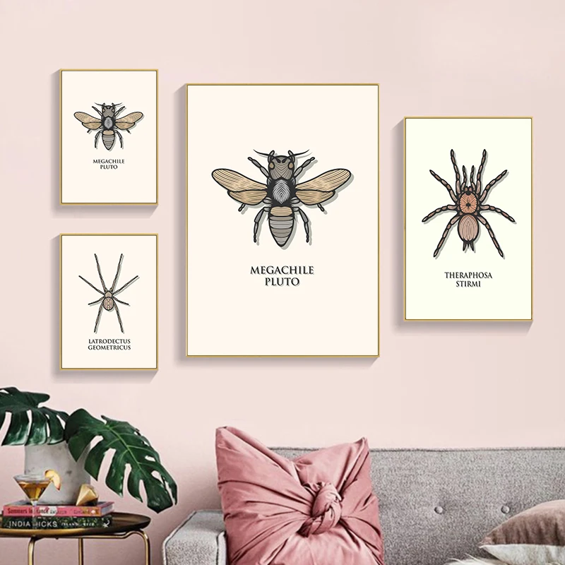 Abstract Beautiful Insects Body Feature Posters Canvas Painting Animal Wall Art Picture For Modern Classroom Kid Room Decor Gift