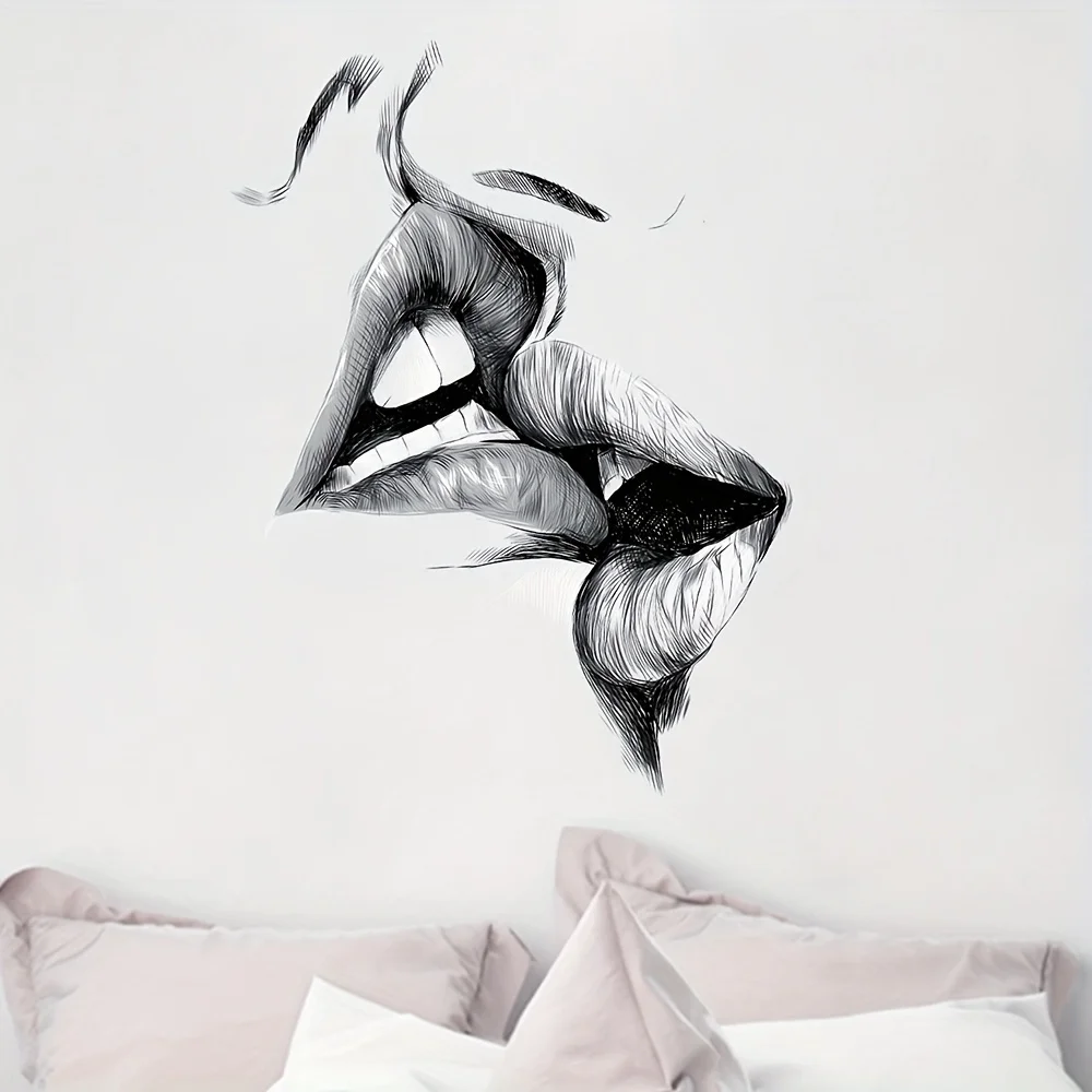 1pc Modern Sketch Lip Lip Wall Sticker, Art Deco Sticker, Suitable for Bedroom, Study, Dormitory Decoration PVC Self-adhesive