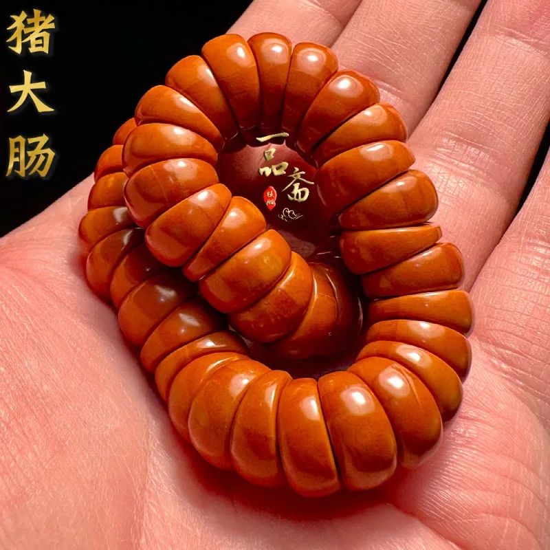 Exquisite Hand Carved Olive Kernel Pig Intestine Bracelet Men Playable Worry Bead High End Meilin Iron Pit Chinese Zen Amulet