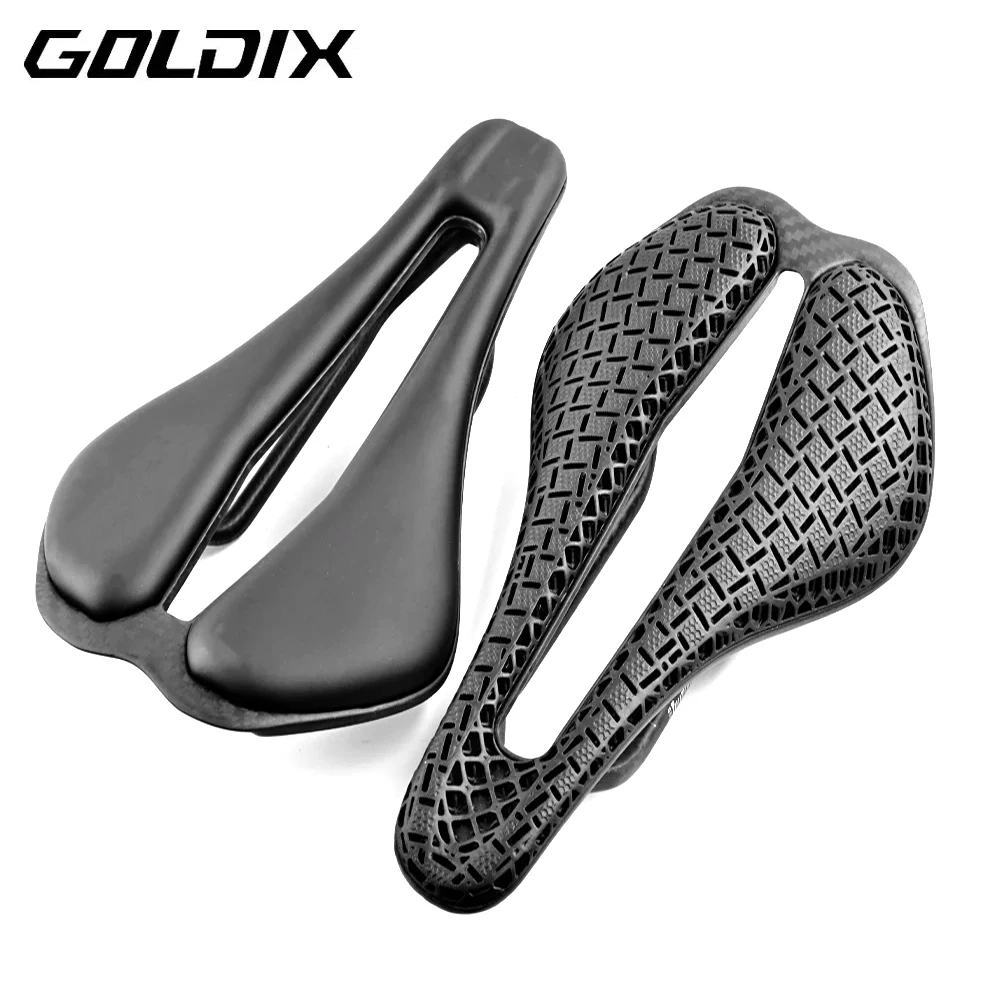 

GOLDIX 3D Printing Ultralight Carbon Fiber Base Plate Road bike Saddle Track TPU Printing Obverse / EVA Leather Options saddle