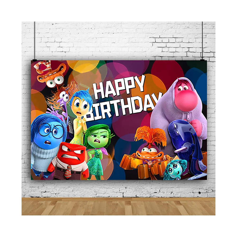 Disney Inside Out Backdrop Kids Birthday Party Decor Banner Color Doll Photo Background Polyester Vinyl Props