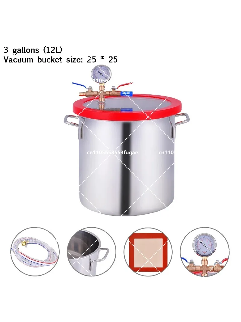 20L Stainless Steel Vacuum Degassing Chamber for Silicone, Resin, AB Adhesive, 30x30cm Degassing Barrel