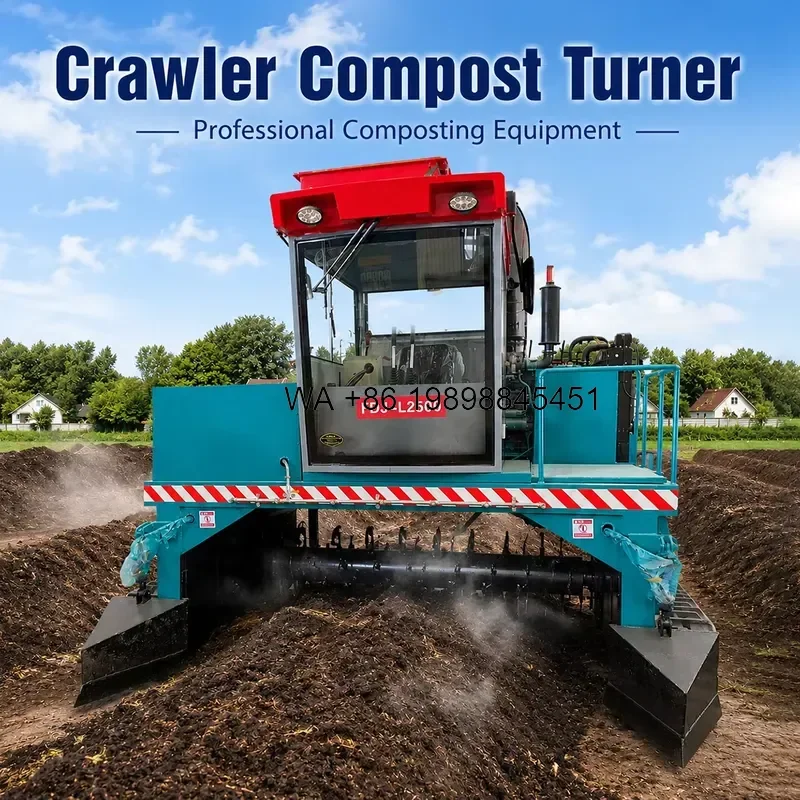 Wmwmnu Powered Crawler Compost Turner with Hydraulic Lifting System for Organic Fertilizer Production