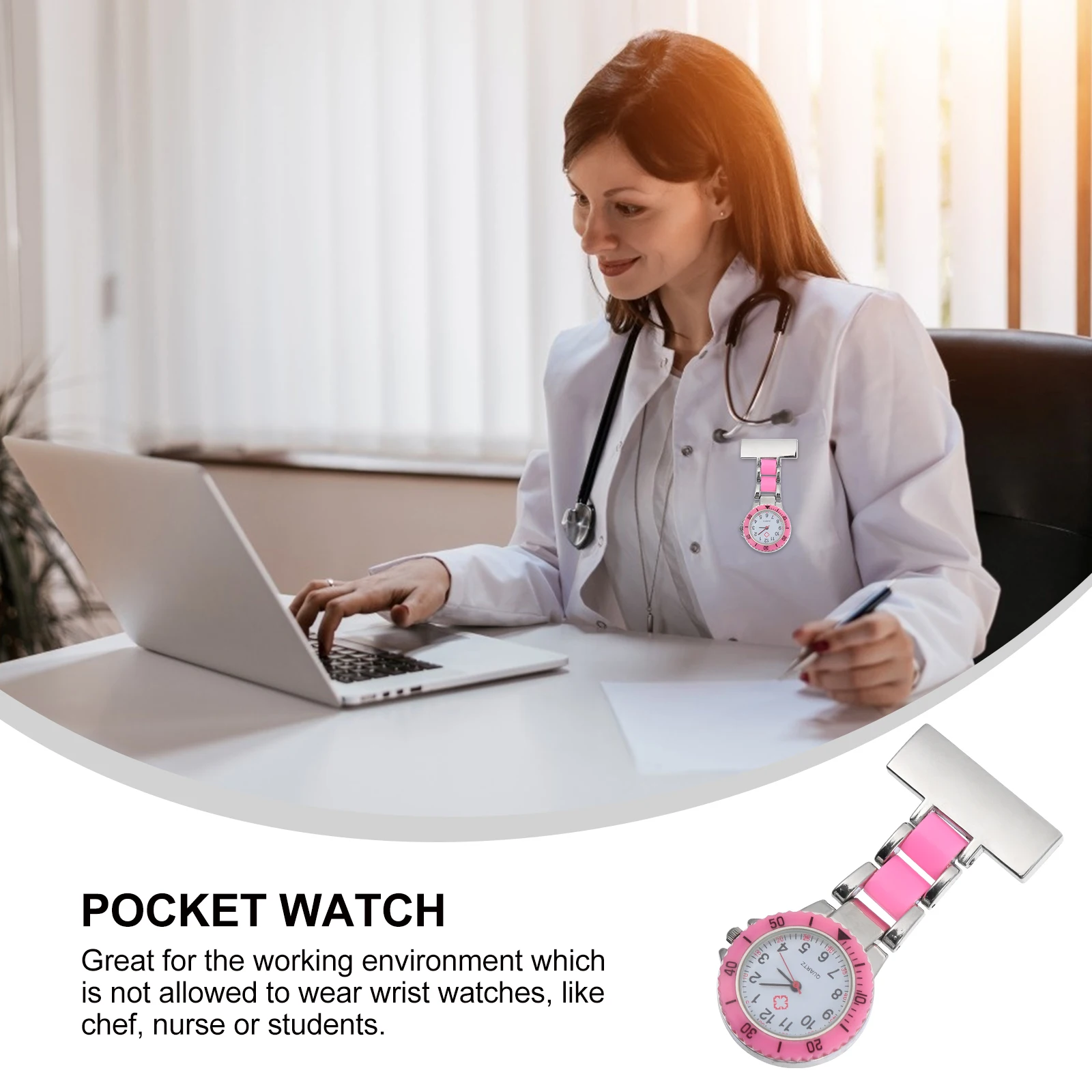 

Student Exam Watch Pink Hanging Quartz Movement Watch Nurse Timepiece Quartz Movement Watches for Girls Glass Mirror