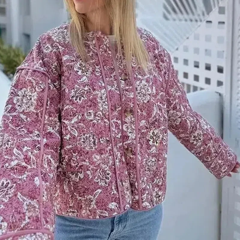 

Women's Clothing Button Up Long Sleeve Plant&Flowers Round Neck Cardigan Jackets Coats Casual Fashionable Tops