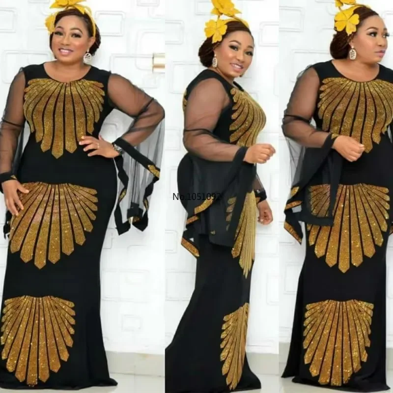 

African Print Dresses for Women dress Muslim Maxi Dress Dashiki Diamond African Clothes Dubai Abaya Boubou Robe Africa Dress