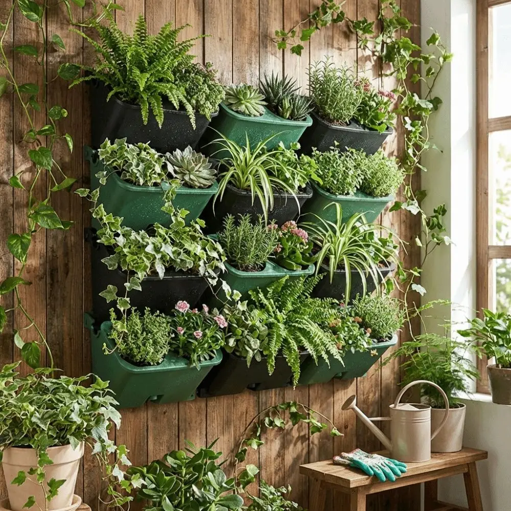 2/3 Holes Wall Flowerpot Plastic Self Watering Vertical Planter Flower Pot Container Drainage Holes Planting Box Living Room