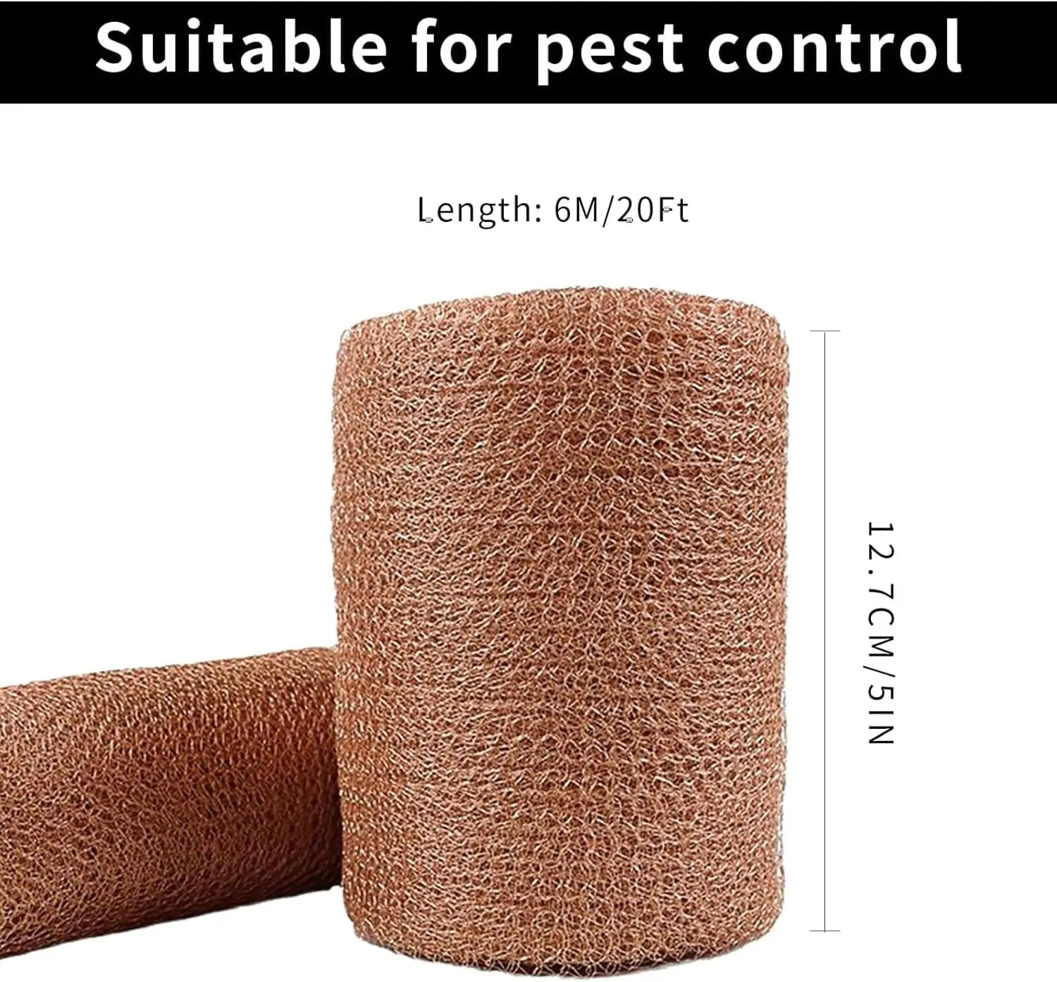 Copper Mesh Slug Repellent, Copper Mesh for Pest Control, 12.7x100cm Double Layer Knit Copper Wire Mesh Rodent Control for Mouse