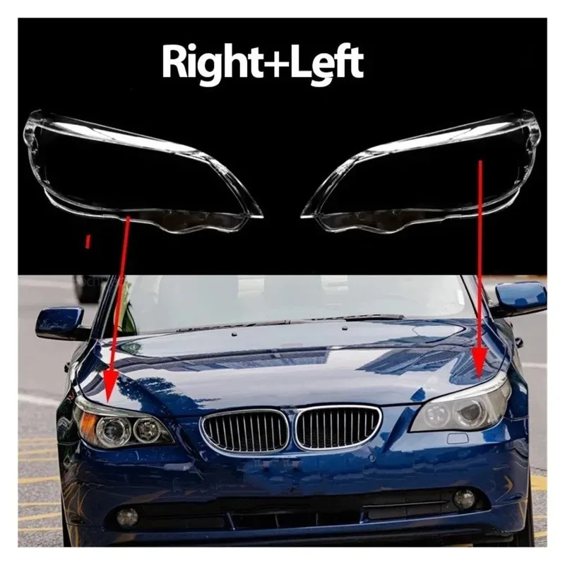 

Pair Front Headlamp Lens Cover for 2003-2010 5-Series E60 E61 Headlight Shell Transparent Lampshade