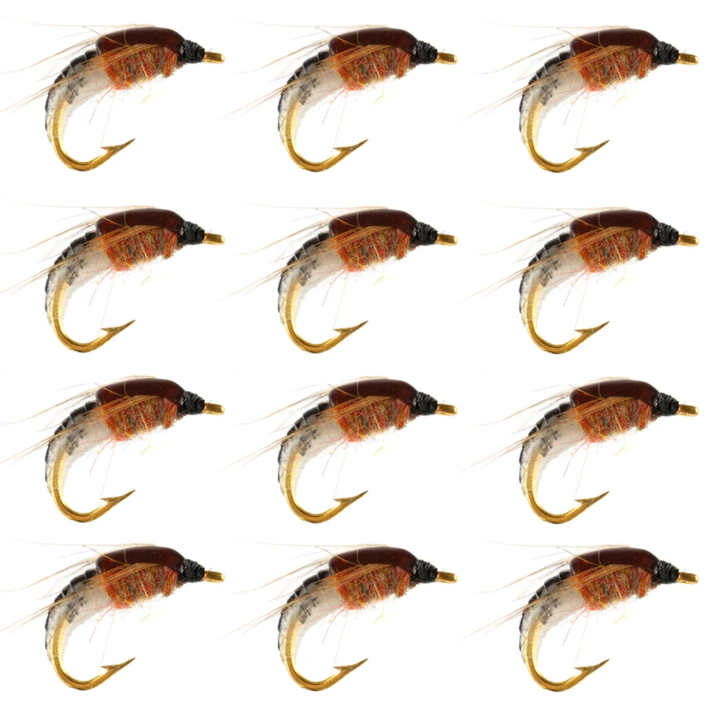 

HERCULES Sturdy Realistic Nymph Scud Flies Fly Fishing Lures 4styles 14#12#10#8# Wet Flies 12PCS Trout Bass Fishing