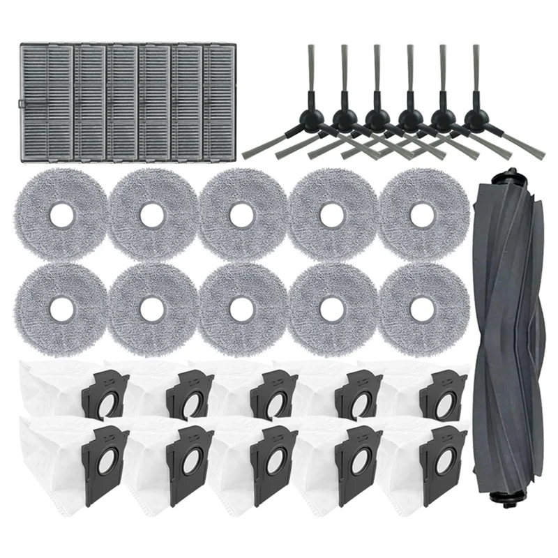 A24P لـ Dreame L10s Pro Ultra Heat/X30 Ultra/X30 Pro 33 قطعة حزمة بديلة: الفرشاة الرئيسية، الفرشاة الجانبية، كيس الغبار، الفلتر والممسحة Clo