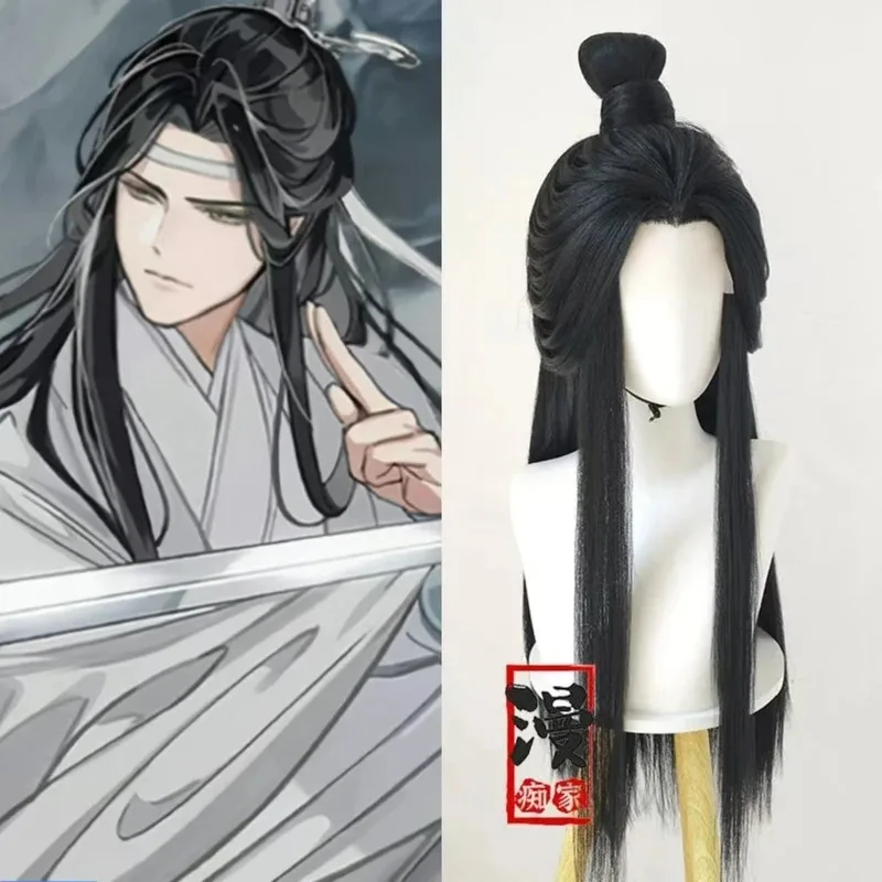 

Newlan wangji Styled Wig Grandmaster Of Demonic Cultivation MDZS Wei Wuxian Black Long Ponytail Hairstyle Customized wigs Props2