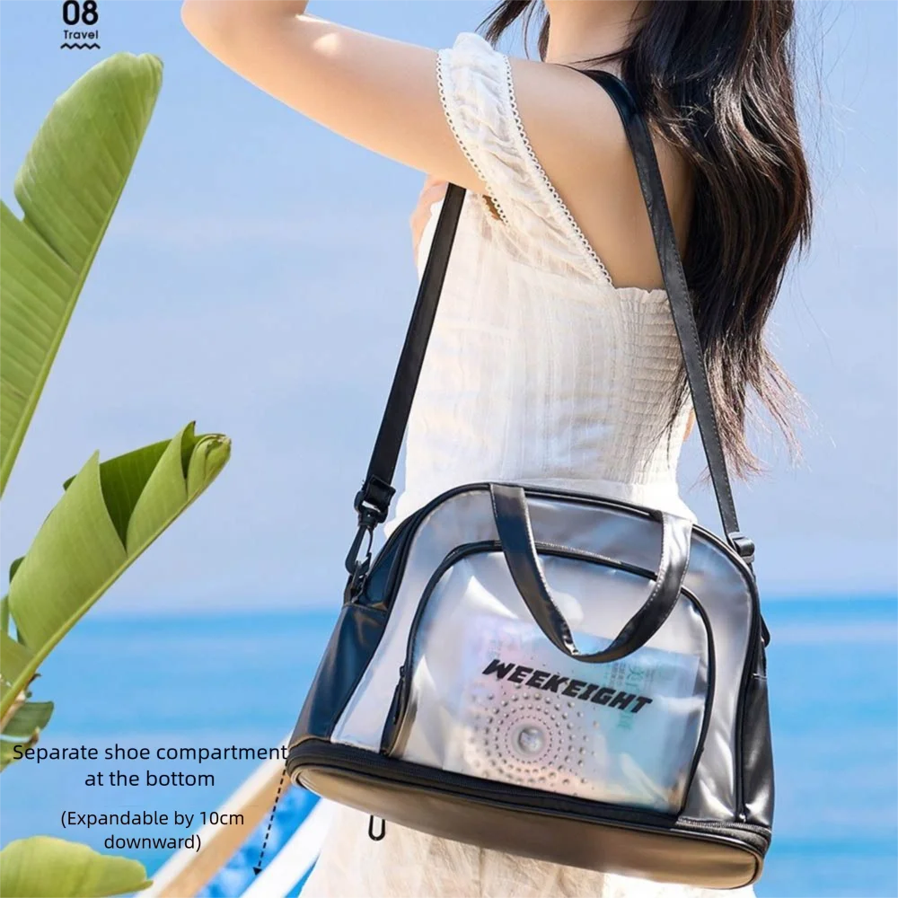 

Сумка для плавания из ПВХ большой емкости, водонепроницаемая, влажная, сухая, с отдельным отделением, спортивная сумка для спортзала, прозрачный дизайн, материал ПВХ