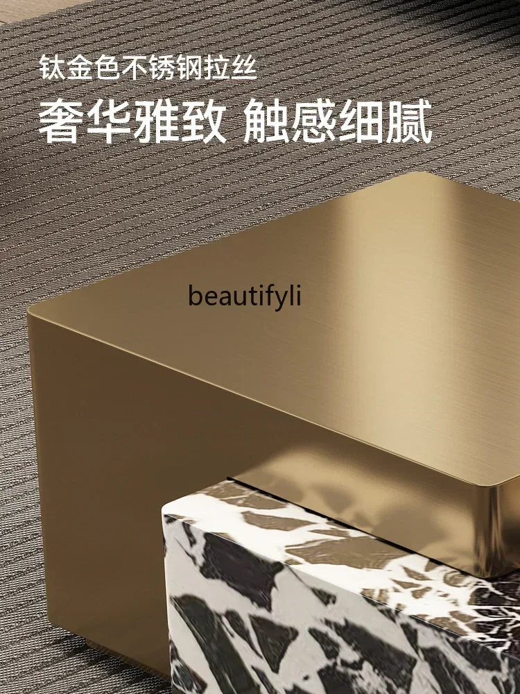 

6239P lt Marble high-end coffee table living room household large apartment Italian minimalist light luxury high-end sense, rect