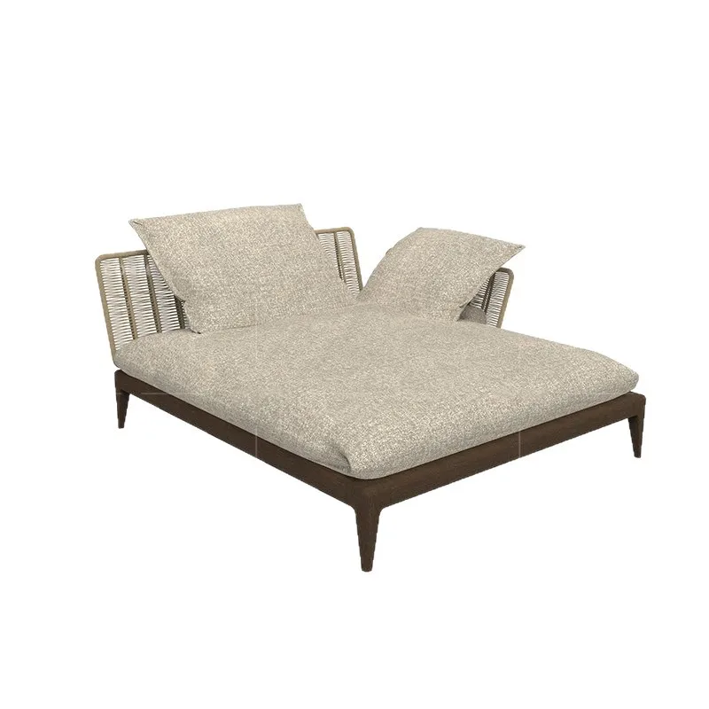 

Beautiful Outdoor Garden Sofa Solid Wood Nordic Teak Waterproof Sunscreen Sofa Chair Terrace Hotel Princess Sand