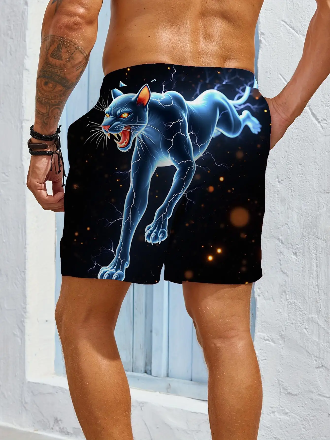 1pcs Men's Short swim trunks2026 Summer 3D Printed Short sleeve Breathable Polyester running cargo pants man Quick drying