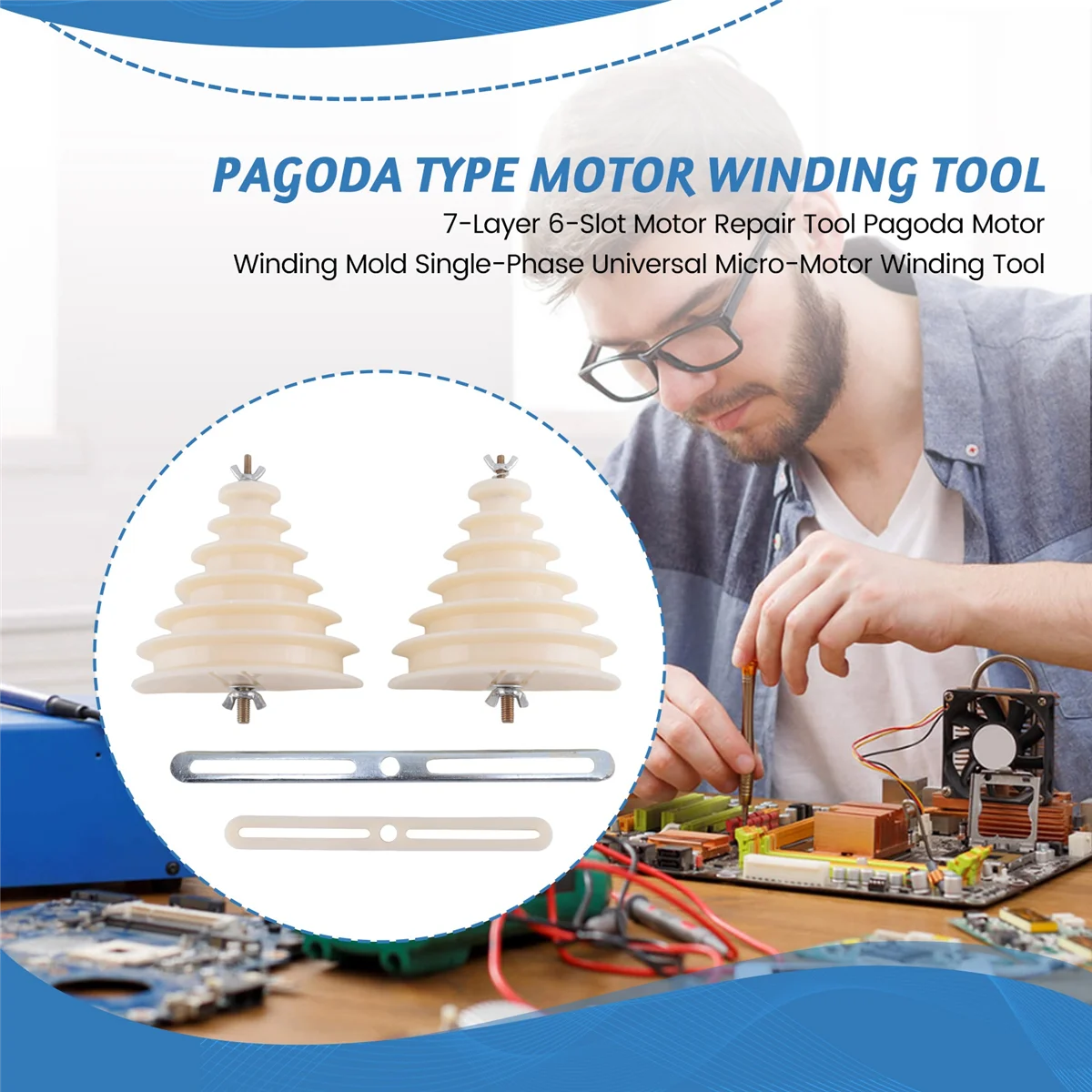 1 Beige 7-Layer 6-Slot Motor Repair Tool Pagoda Motor Winding Mold Single-Phase Universal Micro-Motor Winding Tool-Grocery