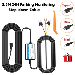 24H Parking Monitoring Car DVR Dashcam Camera Hardwire Kit for Low Vol Protection Mini USB Port 12-30V in 5V2.5A Car Assecories