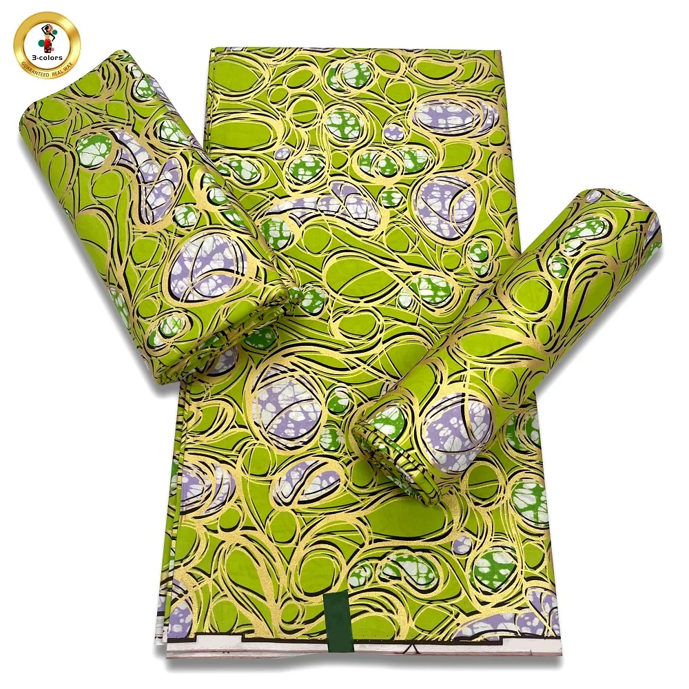 

Новейшая африканская восковая ткань с золотым воском, настоящая восковая Ткань, 100% хлопок, ткань с принтом из воска Анкары, мягкая ткань для шитья женского платья