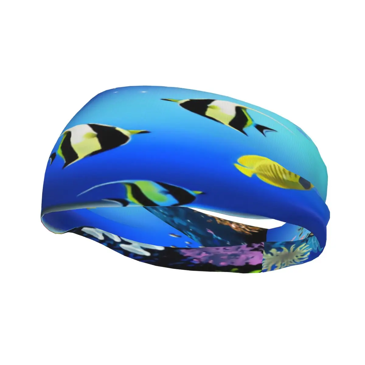 

Headband Sports Yoga Fitness Stretch Sweatband Hair Band Elasticity Headband Tropical Undersea Colorful Fishes