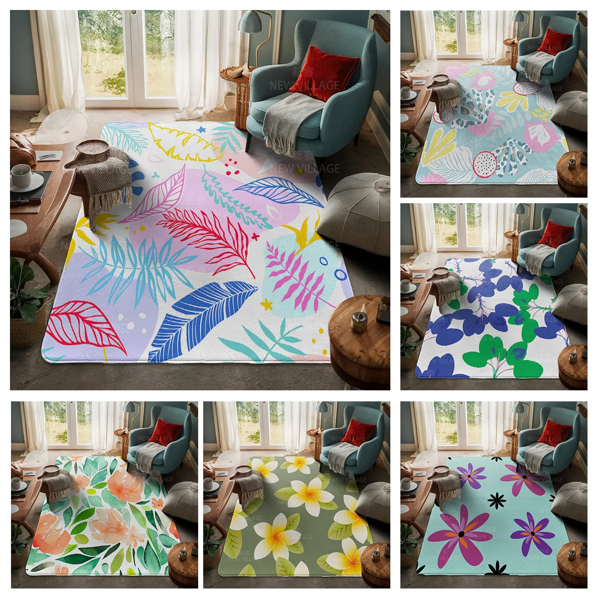 House entrance carpet Home door mat Room Bath Foot bathroom non-slip Kitchen water absorption rugs Modern Nordic boho plant