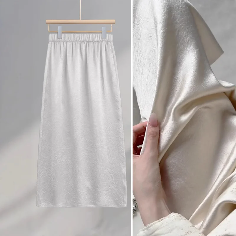 تنورة ميدي مريحة ومتعددة الاستخدامات، تنورة طويلة ثنيات، تنورة صيفية لتخسيس البطن تغطي منتصف الطول على شكل حرف A #4