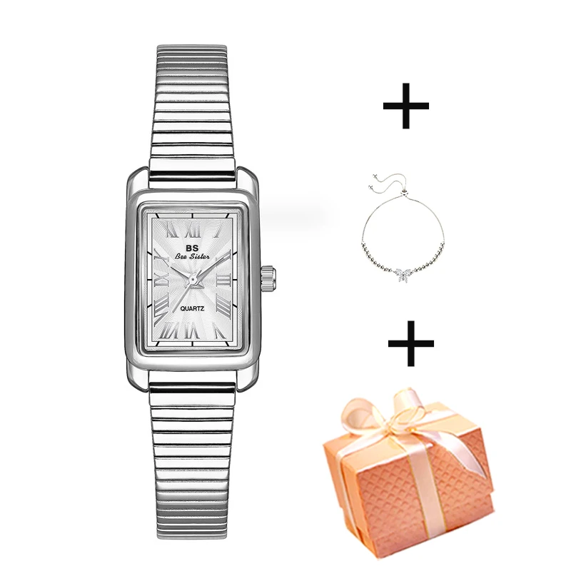 2024 orologio retrò elegante da donna con bracciale orologi da polso da donna quadrati in acciaio inossidabile di marca di lusso Montre Femme