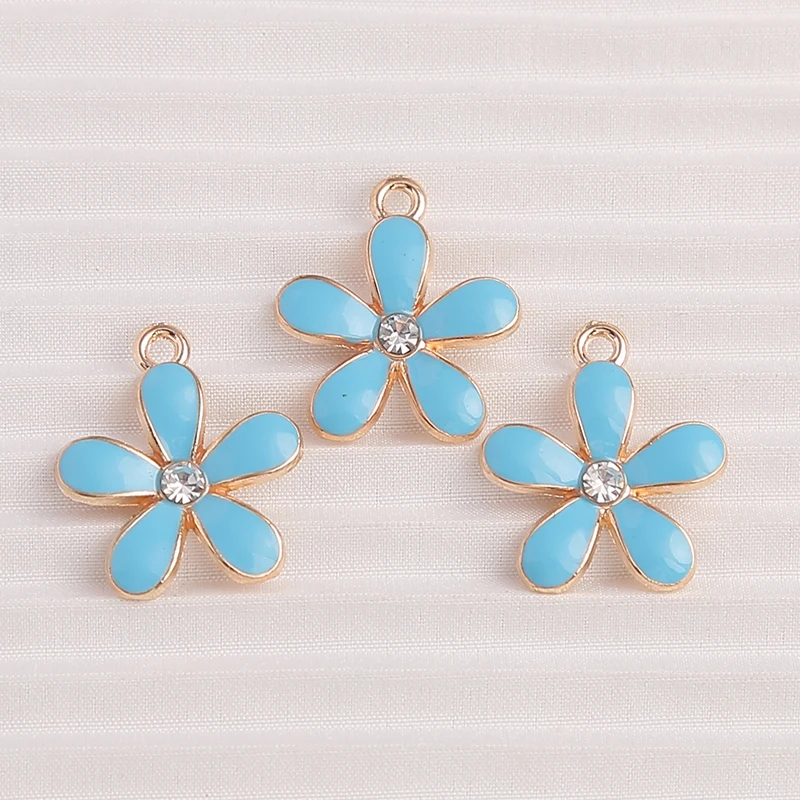 10 Stück 13x16mm süße Emaille Pflanze Blume Charms Anhänger für Schmuck Tropfen Ohrringe Halsketten Armbänder DIY Handwerk machen Erkenntnisse – Detail 5