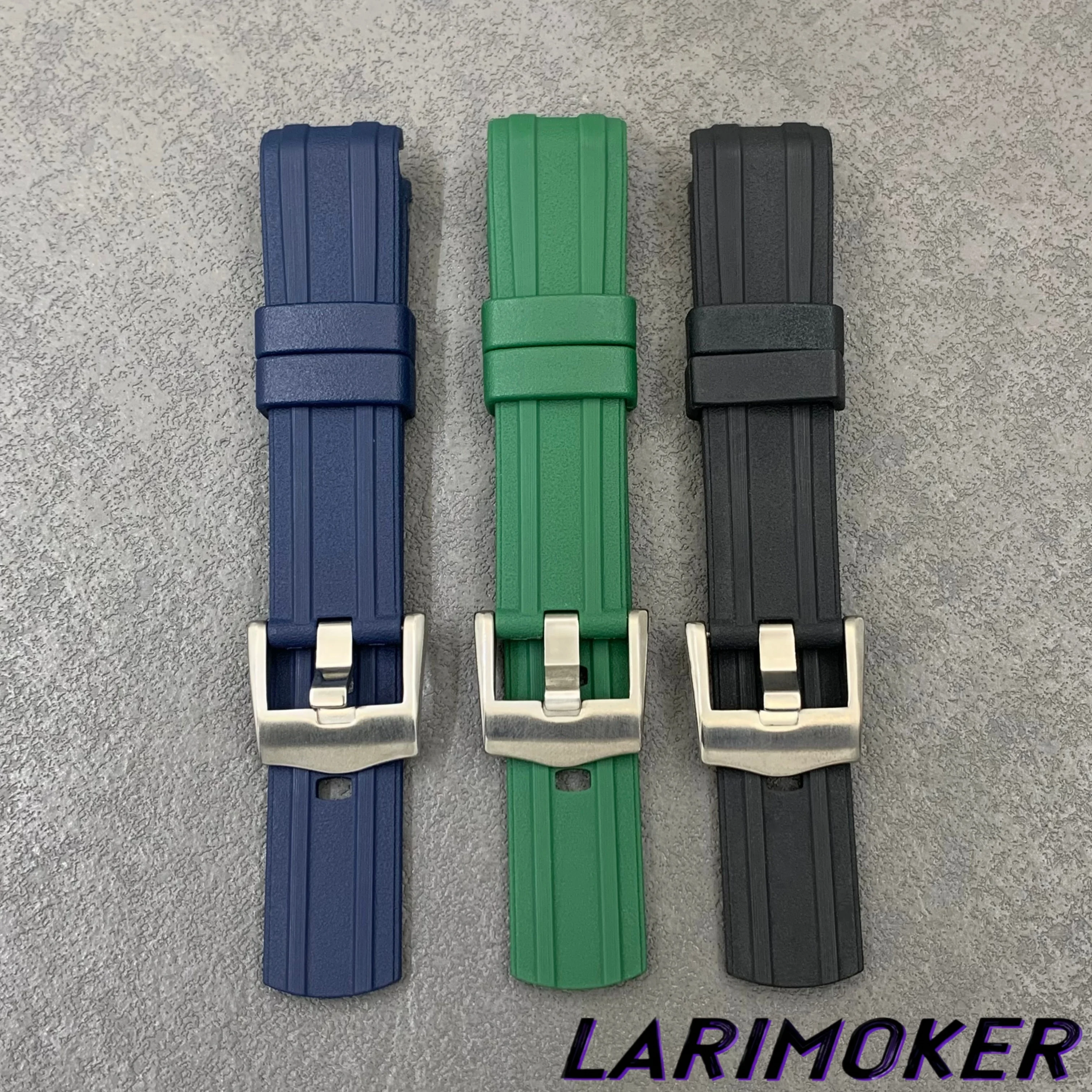 

LARIMOKER 20MM Blue Black Green Men’s Rubber Watch Strap for 36mm 40mm 41mm Men's Waterproof Case Watch Accessories