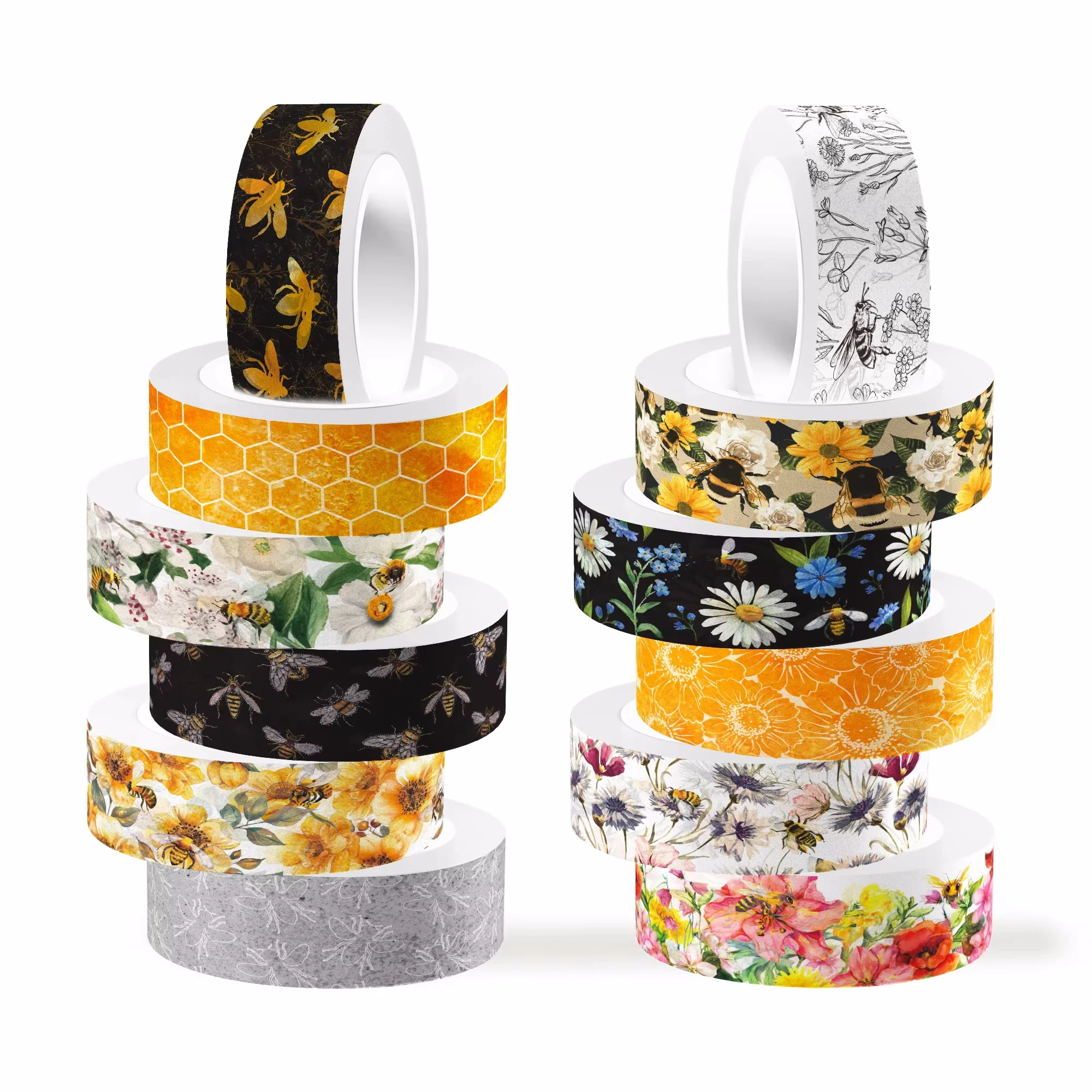 12 Rolls Flower Daisy Bee Masking Tape DIY Handbook Material Sticker Washi Tape Scrapbooking Birthday Gift Supplies